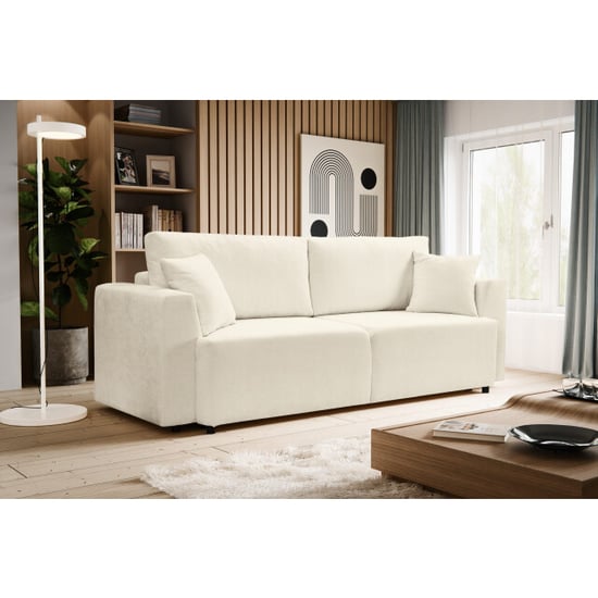 Furnilux 3-zits sofa bed crème | moderne lederen look bankbed | sofabed - Image 4