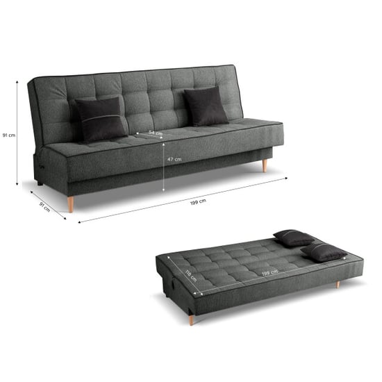 Furnilux Bono sofa bed 3-zits grijs moderne slaapbank met comfortabel ligcomfort - Image 4