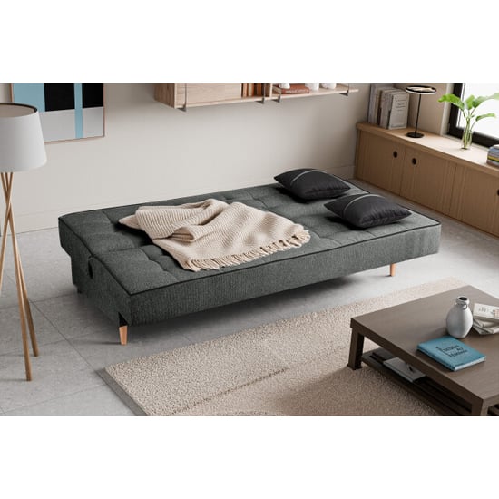 Furnilux Bono sofa bed 3-zits grijs moderne slaapbank met comfortabel ligcomfort - Image 5