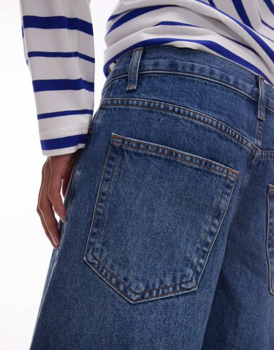 Topshop denim loose fit jort in mid blue - Image 4