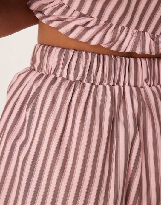 Glamorös boxermodell shorts med dragsko i rosa randig koord - Image 2