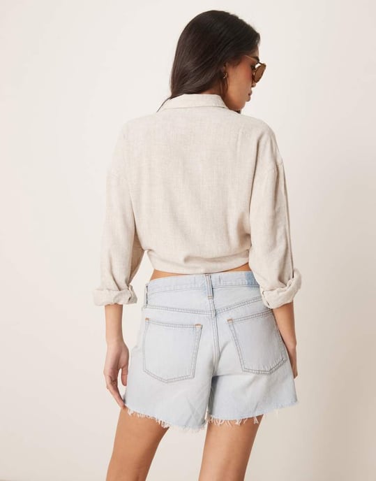 Abercrombie & Fitch baggy short in light blue - Image 4