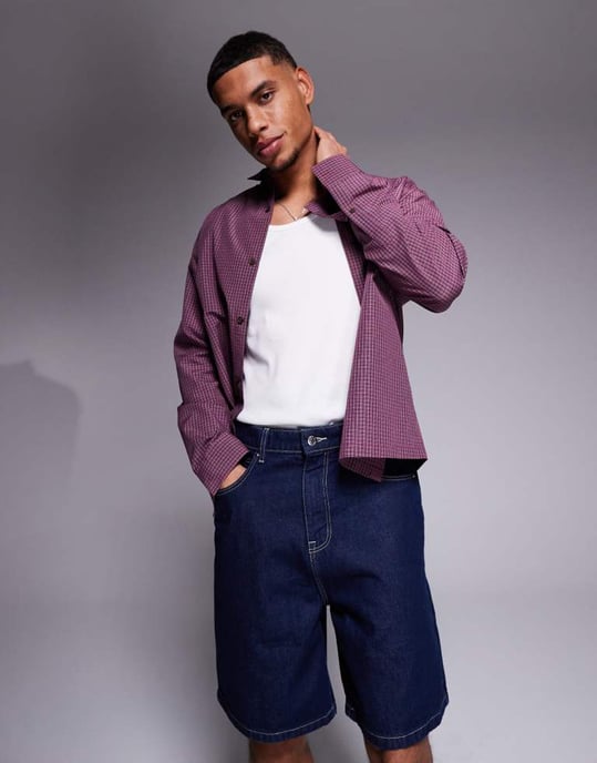 ASOS DESIGN standard length denim jort in indigo - Image 4