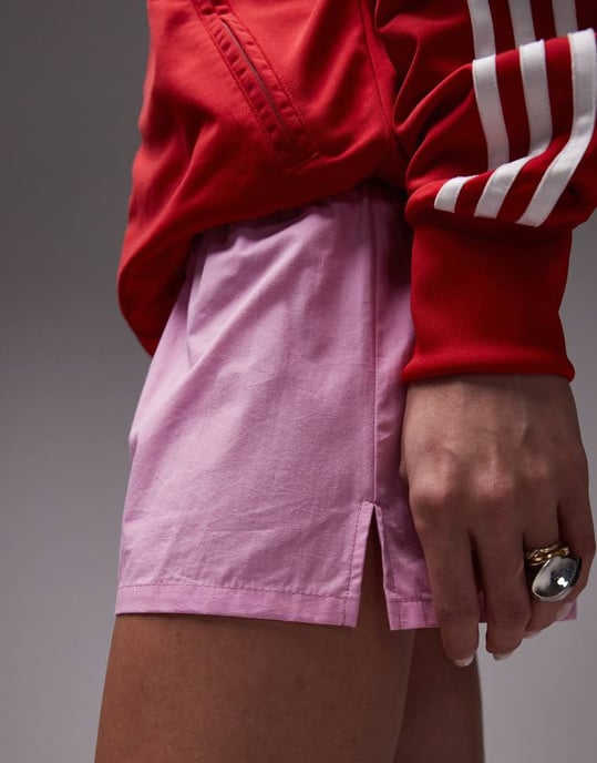 ASOS DESIGN poplin mikrokort set i rosa - Image 4