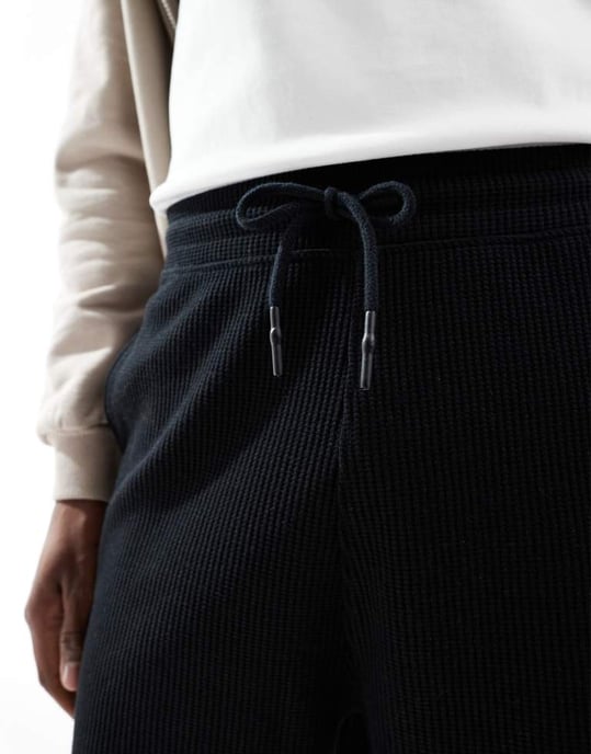 ASOS DESIGN oversized shorts in waffle texture in black - Image 4