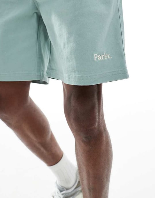 Parlez Wilmot drawstring logo shorts in mint green - Image 4