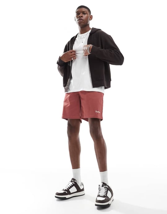 Parlez Wilmot drawstring logo shorts in rust - Image 4
