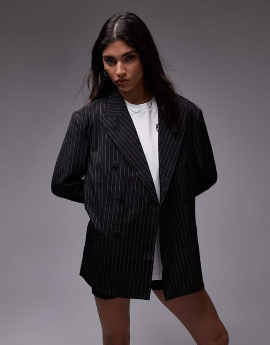 House of Sunny pinstripe blazer in black - Image 1