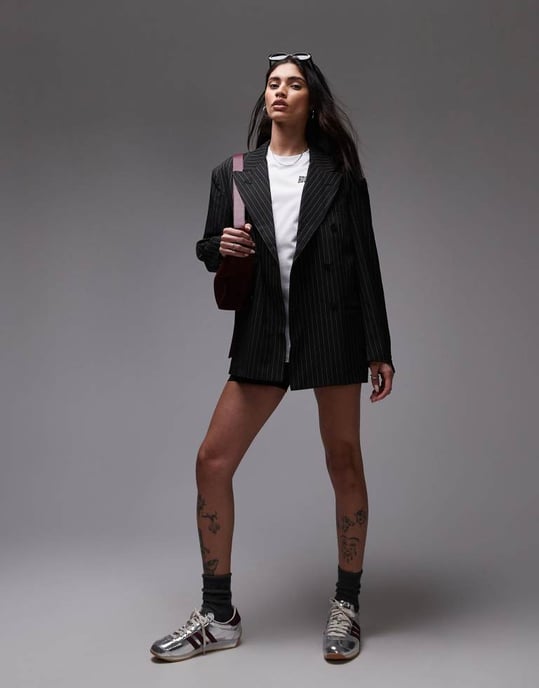 House of Sunny pinstripe blazer in black - Image 2