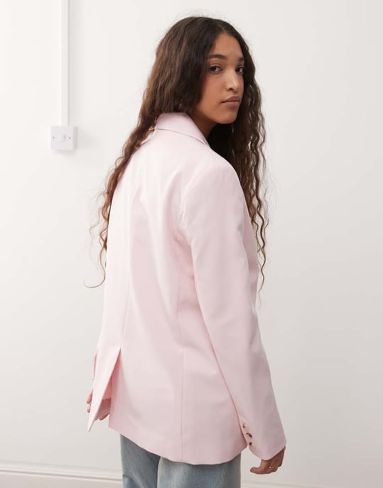 Miss Selfridge essential oversized blazer in pastel pink - Image 3