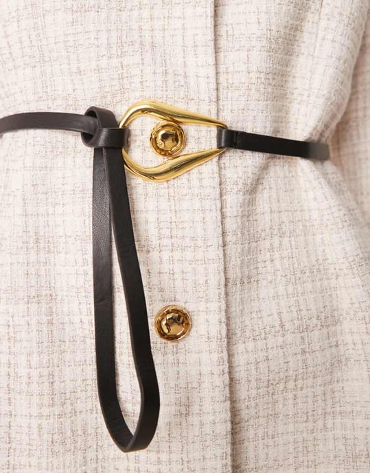 ASOS DESIGN boucle scoop neck belted blazer in off white - Image 3