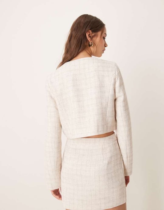 ASOS DESIGN boucle boxy blazer co-ord in off white - Image 4