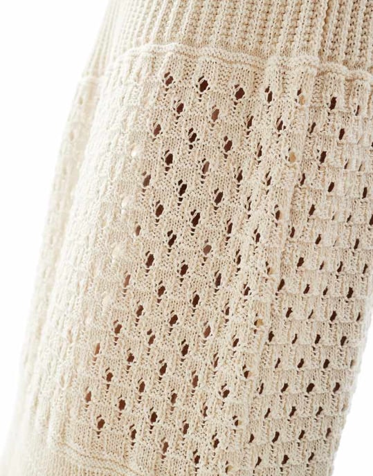 Vero Moda Tall virkad maxikjol i krämfärg - Image 2