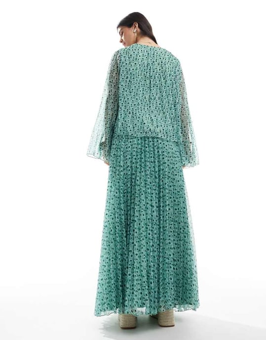 ASOS DESIGN volymfållad co-ord maxikjol med blommönster - Image 2