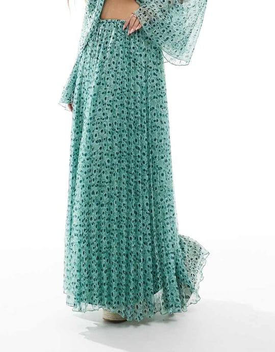 ASOS DESIGN volymfållad co-ord maxikjol med blommönster - Image 3