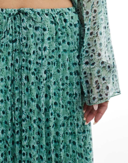 ASOS DESIGN volymfållad co-ord maxikjol med blommönster - Image 4