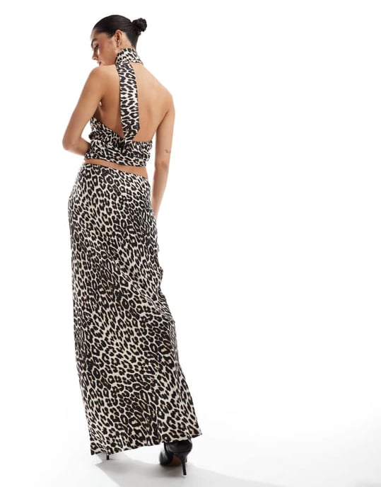 ASOS DESIGN sating midi kjol i leopardmönster - Image 4