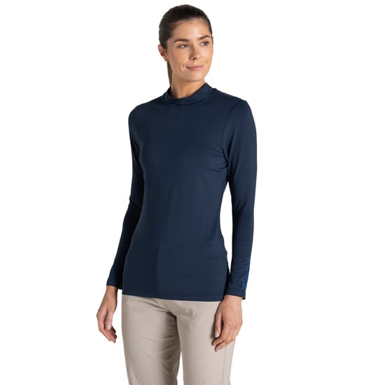 Craghoppers Dames/Dames Nosilife Mock Neck Golf T-shirt met lange mouwen (Blauwe Marine) - Image 3