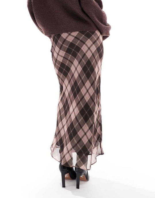 Miss Selfridge petite rutig maxikjol i rosa rutigt - Image 4
