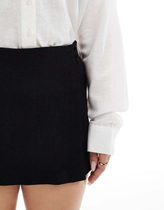 ASOS DESIGN linne-liknande omlottkort i svart - Image 2