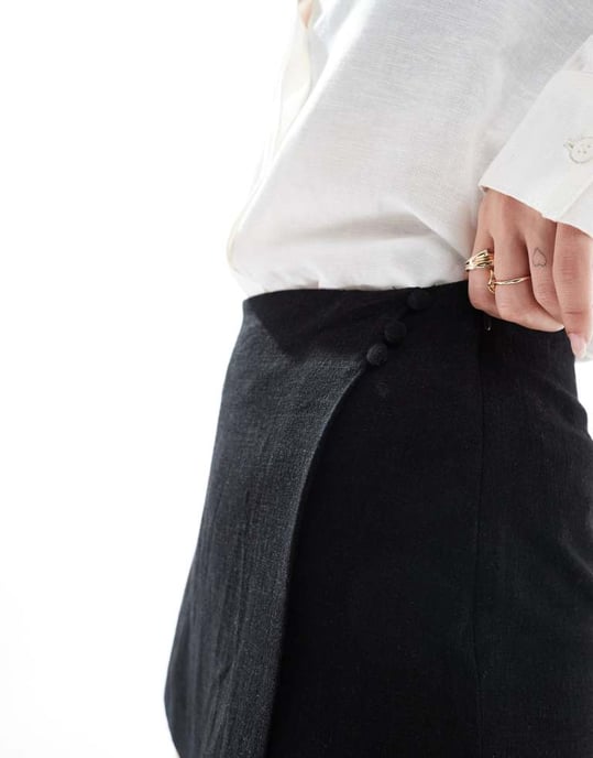 ASOS DESIGN linne-liknande omlottkort i svart - Image 4