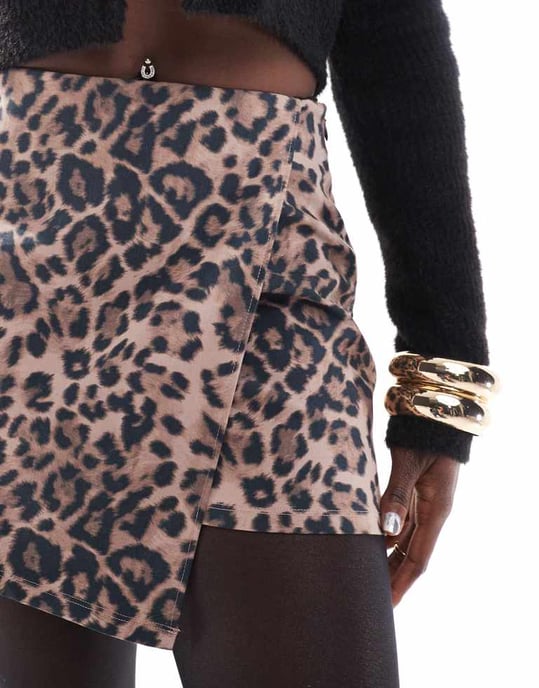 Miss Selfridge blandat djurmönstrat bengaline skorts - Image 2