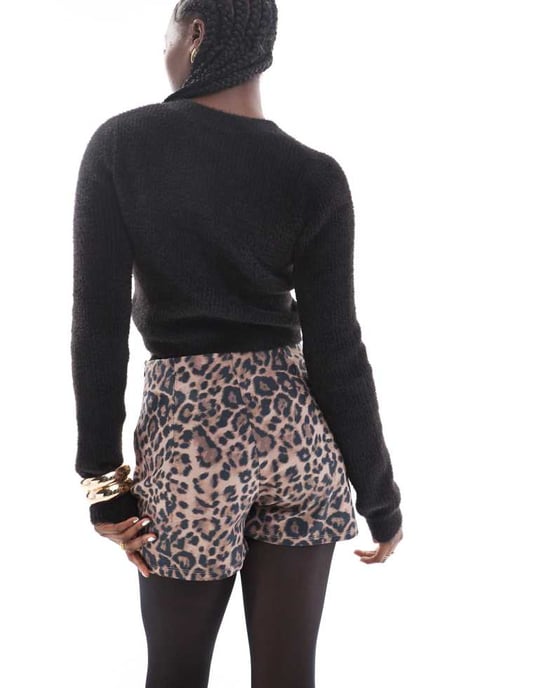 Miss Selfridge blandat djurmönstrat bengaline skorts - Image 3