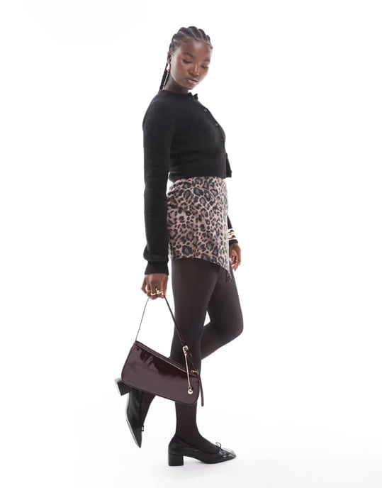 Miss Selfridge blandat djurmönstrat bengaline skorts - Image 4