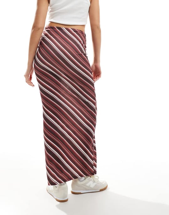 ASOS DESIGN kolumn maxi kjol i röd rand - Image 2