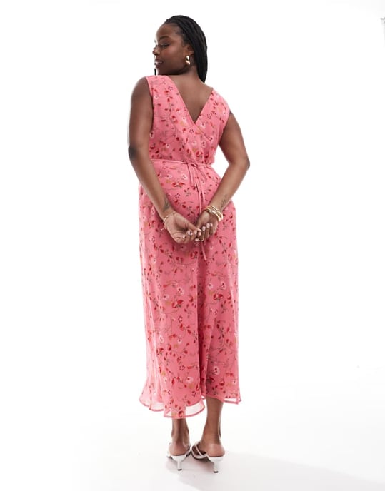 ASOS DESIGN Curve V-ringad spetsklänning med bustband - Image 3