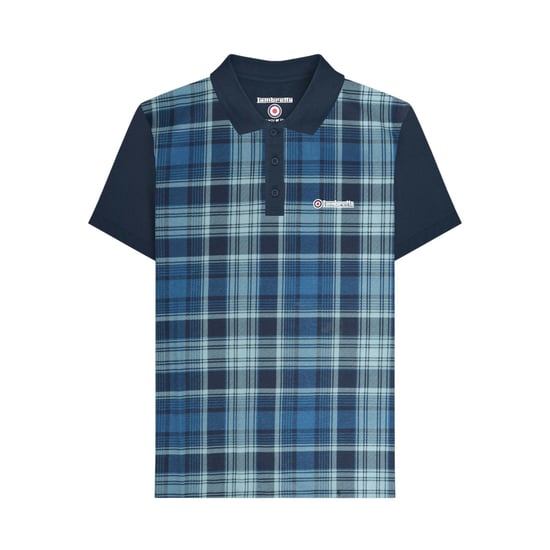 Lambretta Heren Klassiek Geruit Polo Shirt (Marine) - Image 1
