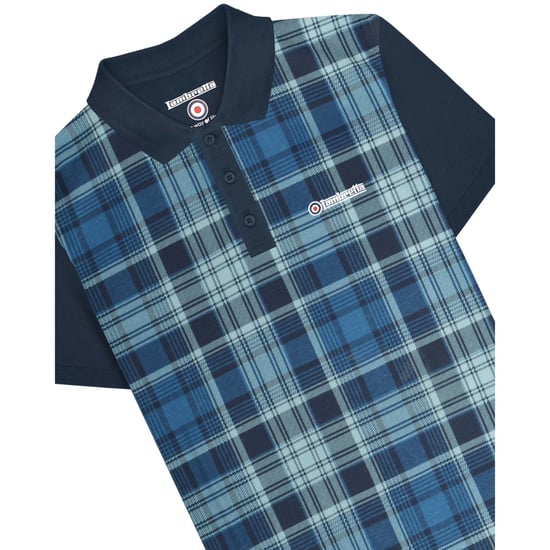 Lambretta Heren Klassiek Geruit Polo Shirt (Marine) - Image 3