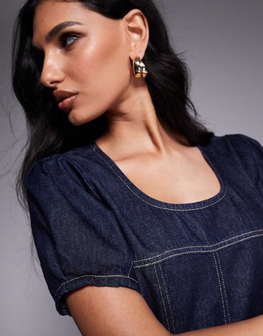 ASOS DESIGN denim sömnadsklänning i tvättad färg - Image 2