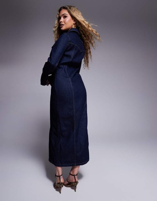 ASOS DESIGN skjortklänning med krage i blått - Image 3