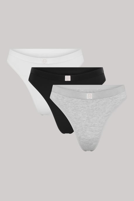 3 Pack Super Soft Cotton Heritage Patch Thong - Image 1