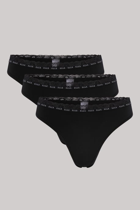 3 Pack Synthetic Rib Thong in Black - Image 1