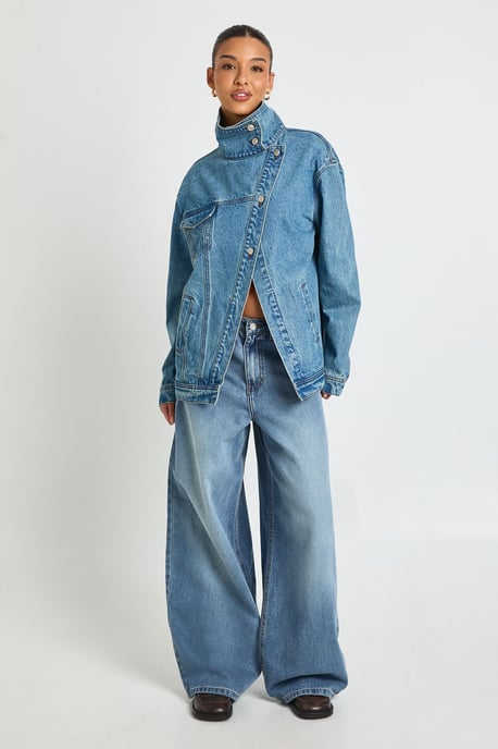 Funnel Neck Denim Jacket - Image 3