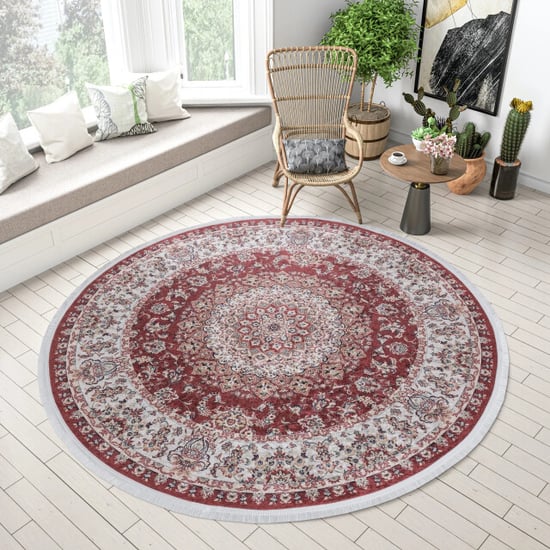 Muratap Star rond klassiek oosters vloerkleed wasbaar rood 200 cm rond - Image 5