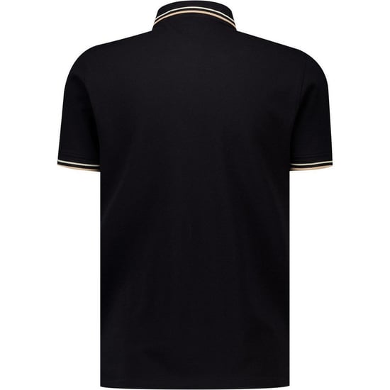 Lambretta Mens Classic Yarn Dyed Stripe Logo Polo Shirt (Black/Nomad) - Image 2