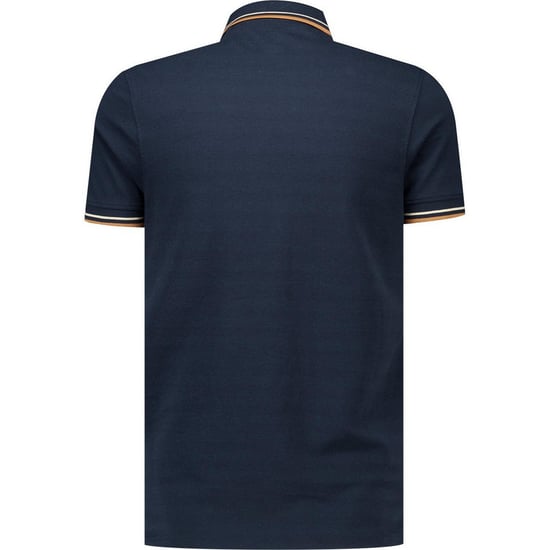 Lambretta Mens Classic Yarn Dyed Stripe Logo Polo Shirt (Navy/Smoke Blue) - Image 2