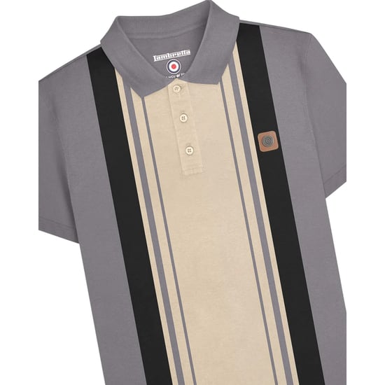 Lambretta Unisex Adult Classic Yarn Dyed Stripe Polo Shirt (Iron) - Image 3