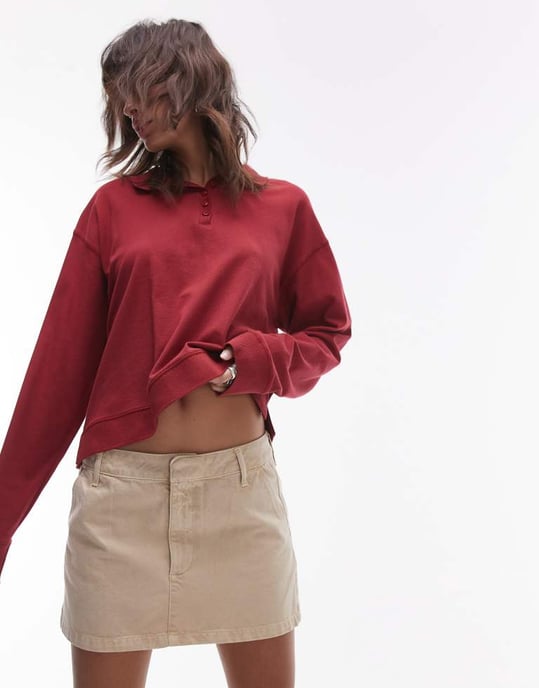 Topshop canvas pelmet mikro kjol i tan - Image 2