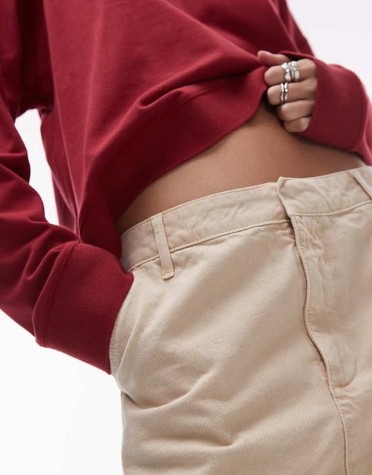 Topshop canvas pelmet mikro kjol i tan - Image 3
