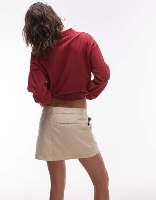 Topshop canvas pelmet mikro kjol i tan - Image 4