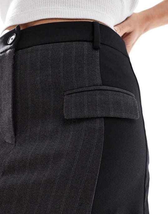 ASOS DESIGN skräddarsydd micro mini kjol set i kolgrå färgblock - KOLGRÅ - Image 3