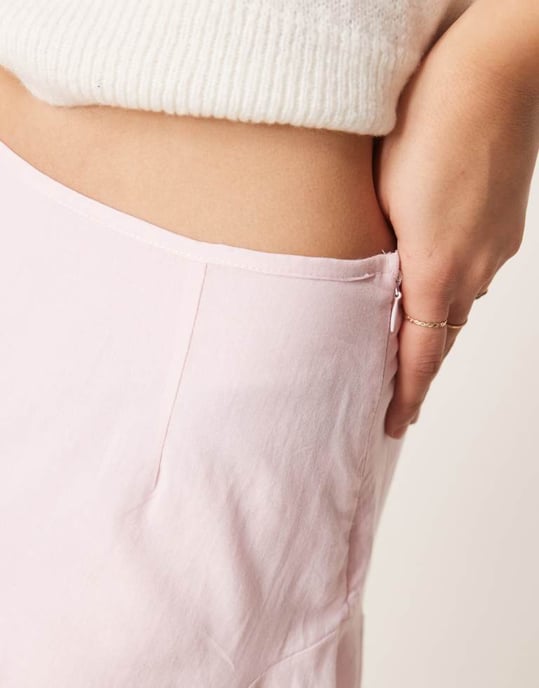 ASOS DESIGN bomulls godet flippig nederkant mini kjol i rosa - Image 4