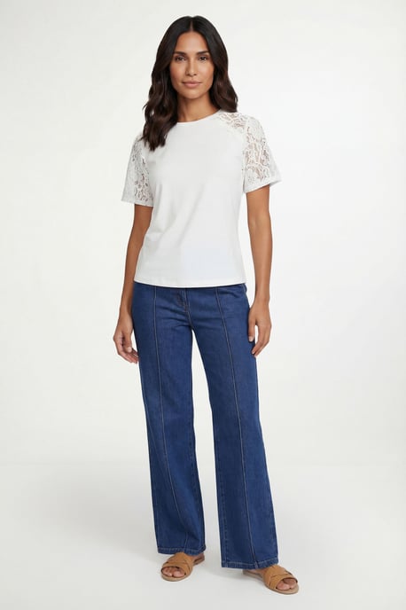 Lace Short Sleeve Jersey Top - Image 1