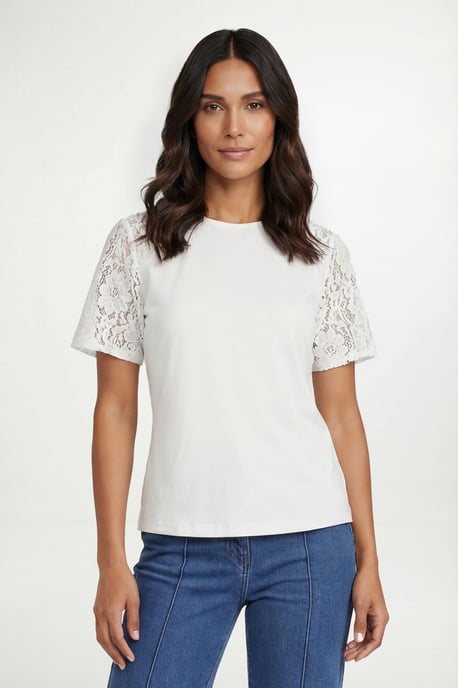 Lace Short Sleeve Jersey Top - Image 4