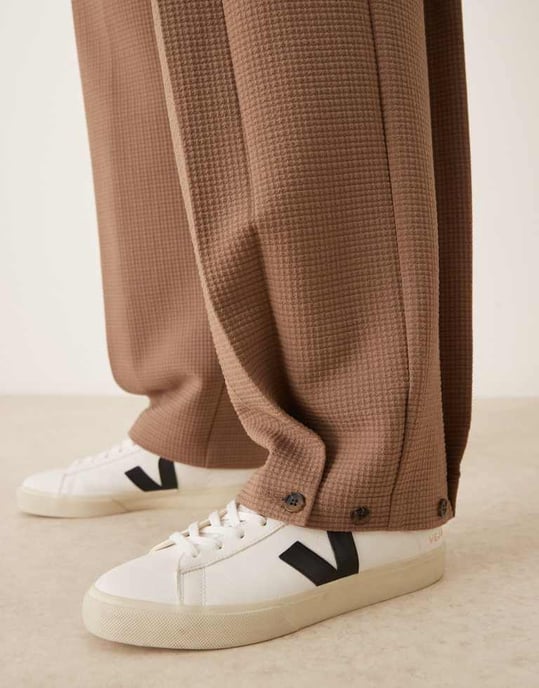 ASOS DESIGN soft tailored wide suit trousers in brown seersucker - Image 4