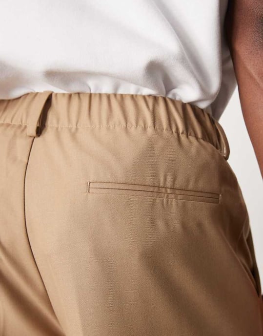 ASOS DESIGN linneblandning vida kostymbyxor i sten slub - Image 4